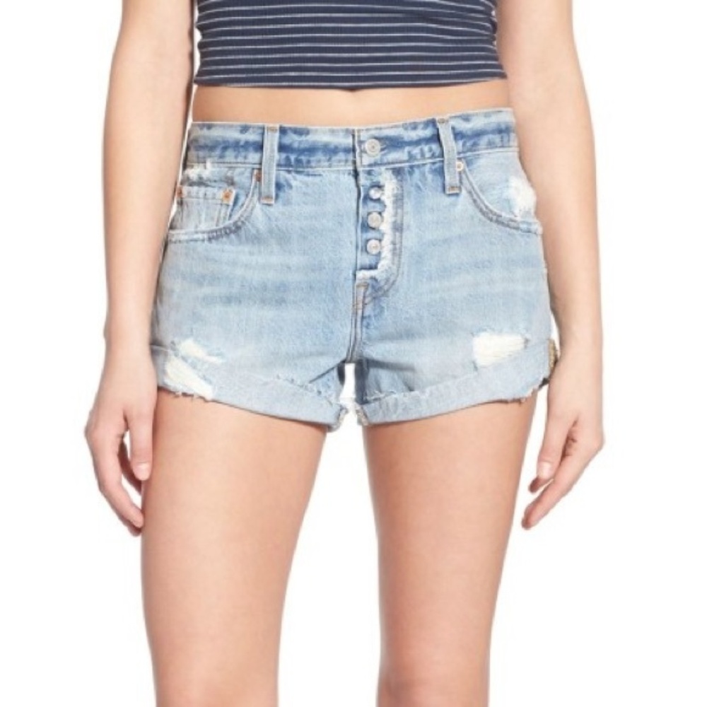 Levi's Roll Hem Light Wash Denim Shorts